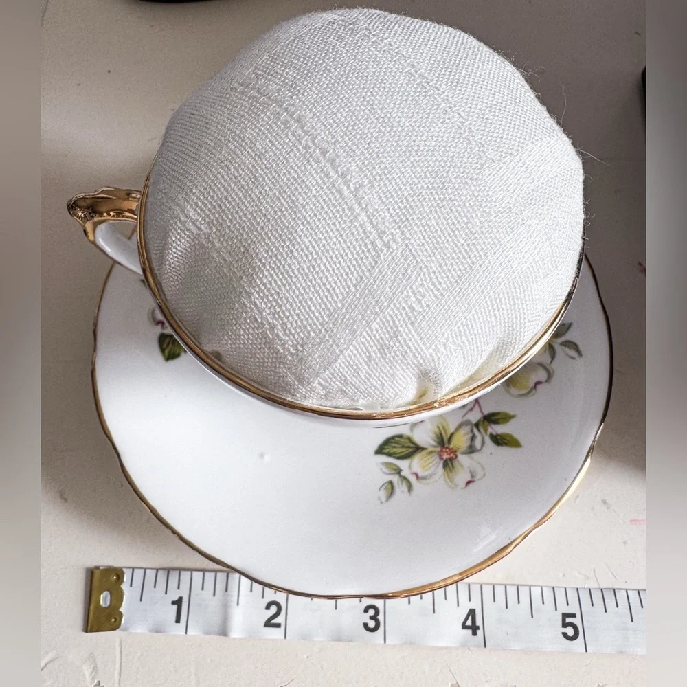 Repurposed Handmade Vintage Tea Cup Pincushion - Picture 8 of 9